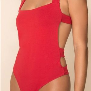 superdown red bodysuit size small